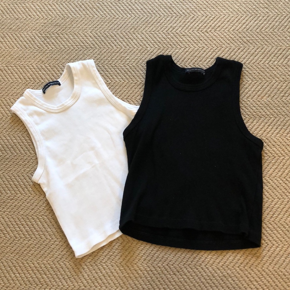Brandy Melville Ribbed Crop Tank Black & White